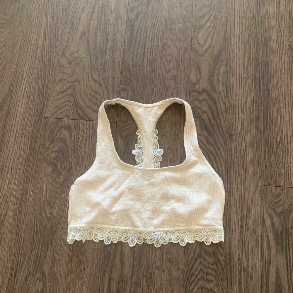 Aerie Cream Lace Trim Bralette